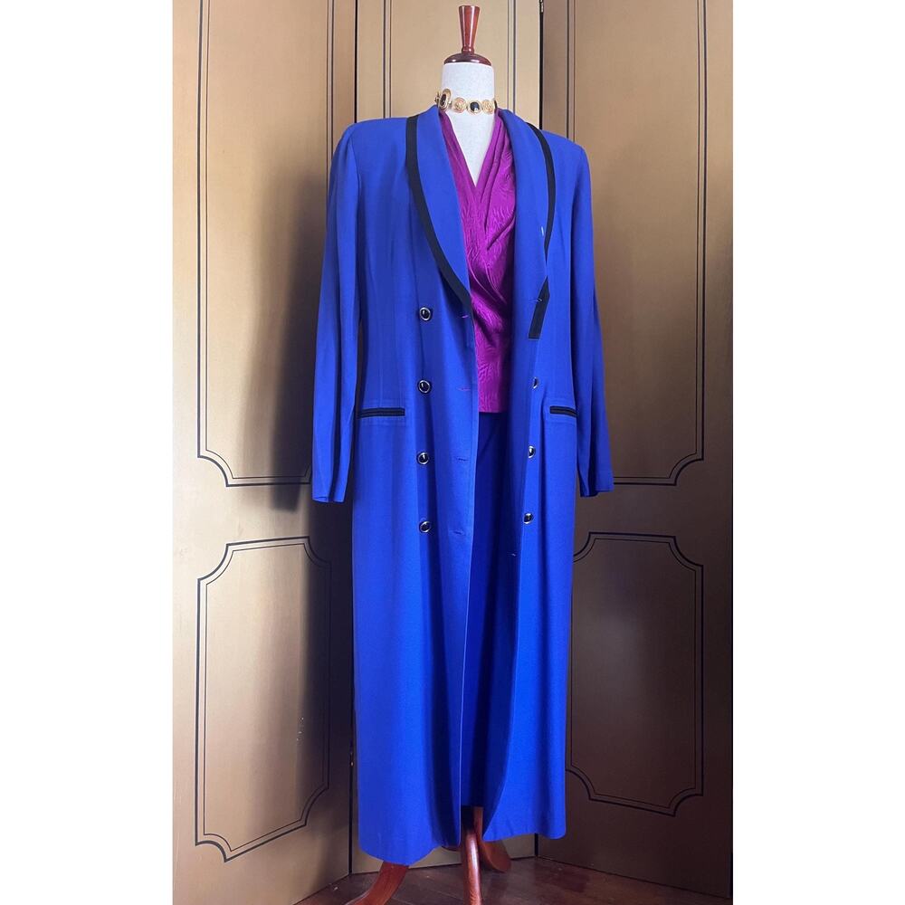 Vintage long blazer jacket in cobalt blue, size XL